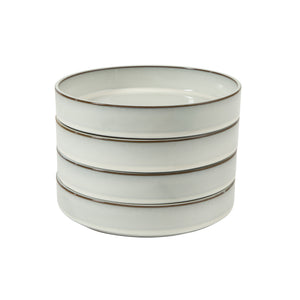 Bloomhouse - Two Time Oprah's Favorite Things WInner - Santorini Mist 4-Piece 8.6-Inch Terracotta Pasta Bowl Set – Moonstone White, Reactive Glaze Round Shallow Walled Dinner & Serving Bowls