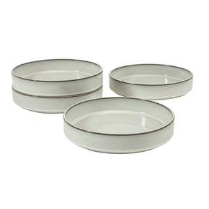 Bloomhouse - Two Time Oprah's Favorite Things WInner - Santorini Mist 4-Piece 8.6-Inch Terracotta Pasta Bowl Set – Moonstone White, Reactive Glaze Round Shallow Walled Dinner & Serving Bowls