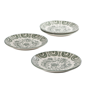 4-Piece 8.75 Inch Salad Plate Set - Stoneware - Valencia Flor - Fern Green