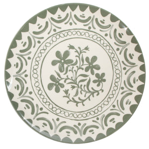 Bloomhouse - 2-Time Oprah’s Favorite Things - Valencia Flor 2 Piece 13” Serving Platter Set, Stoneware Platters, Mediterranean Floral Decal Design, Microwave & Dishwasher Safe, Fern Green