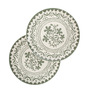 Valencia Flor - 2-Piece 13 Inch Serving Platter Set, Fern Green