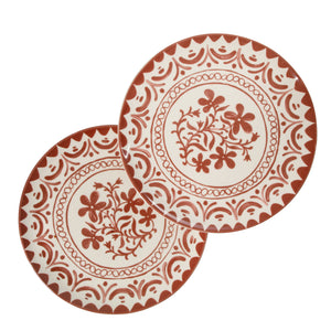 Valencia Flor - 2-Piece 13 Inch Serving Platter Set, Pomegranate Red