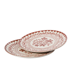 Valencia Flor - 2-Piece 13 Inch Serving Platter Set, Pomegranate Red