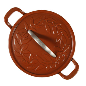 Bloomhouse 7-Quart European Enameled Cast Iron Dutch Oven w/ Olive Wood Trivet