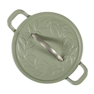 Bloomhouse 7-Quart European Enameled Cast Iron Dutch Oven w/ Olive Wood Trivet