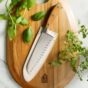 Bloomhouse Italian 7 Inch Santoku Knife made with Olive Wood and German Steel
