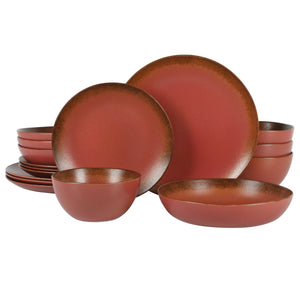 Bloomhouse Palermo Sun 16-Piece Double Bowl Stoneware Reactive Glaze Plates and Bowls Dinnerware Set
