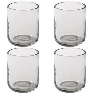 Bloomhouse Sayulita Spring 8 Piece Hand Made 16 oz Clear Glass Double Old Fashioned Set w/ Coasters