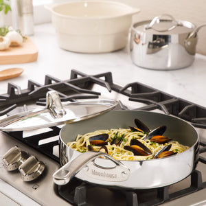 Bloomhouse 8 Piece Triply Stainless Steel Pots and Pans Cookware Set W/ Non Toxic Pro Ceramic Non Stick Interior