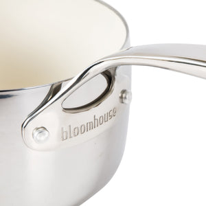 Bloomhouse 3-QT Triply Stainless Steel Sauce Pan w/ Non-Stick Non-Toxic Pro Ceramic Interior