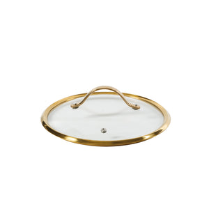 Bloomhouse 15 Piece Pots and Pans Heavy Duty Aluminum Premium PFA Free Ceramic Nonstick Dutch Oven Pot with Lid - Linen White with Gold Handle