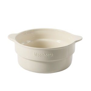 Bloomhouse 15 Piece Pots and Pans Heavy Duty Aluminum Premium PFA Free Ceramic Nonstick Dutch Oven Pot with Lid - Linen White with Gold Handle