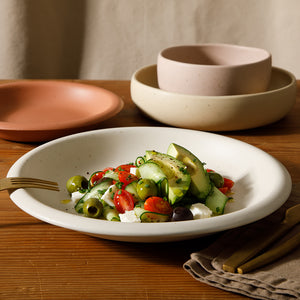 Bloomhouse Corsica Clay 16 Piece Double Bowl Stoneware Reactive Glaze Dinnerware Set - Assorted Colors