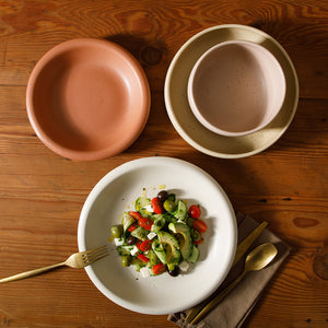 Bloomhouse Corsica Clay 16 Piece Double Bowl Stoneware Reactive Glaze Dinnerware Set - Assorted Colors