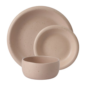 Corsica Clay - 12-Piece Dinnerware Set - Reactive Glaze Stoneware - Prosecco Blush Pink