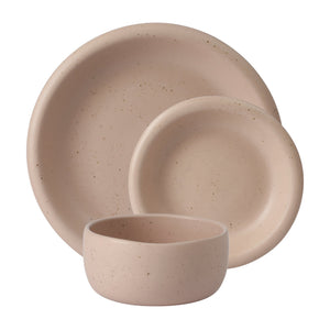 Corsica Clay - 12-Piece Dinnerware Set - Reactive Glaze Stoneware, Prosecco Blush Pink
