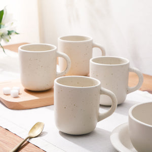 Corsica Clay 4 Piece Mug Set, Sea Salt White