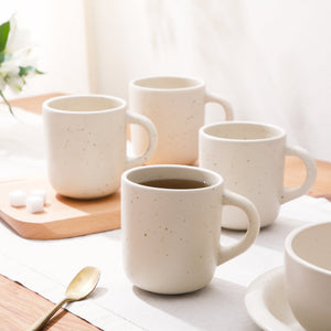 Corsica Clay 4 Piece Mug Set, Sea Salt White