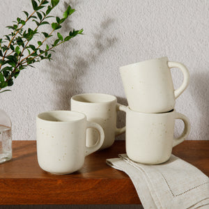 Corsica Clay 4 Piece Mug Set, Sea Salt White
