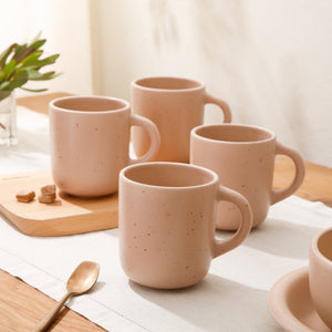 Corsica Clay 4 Piece Mug Set, Prosecco Blush Pink