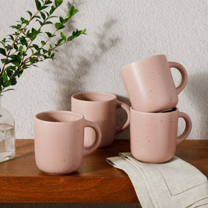 Corsica Clay 4 Piece Mug Set, Prosecco Blush Pink