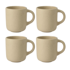 Corsica Clay - 4-Piece Mug Set - Reactive Glaze Stoneware - Cappucino Cream