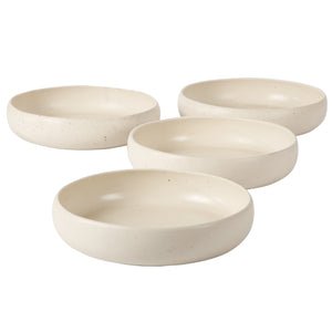 Corsica Clay - 4-Piece Pasta Bowl Set - Reactive Glaze Stoneware, Sea Salt White
