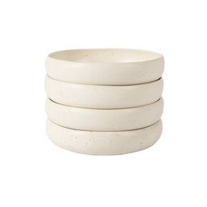 Corsica Clay - 4-Piece Pasta Bowl Set - Reactive Glaze Stoneware, Sea Salt White