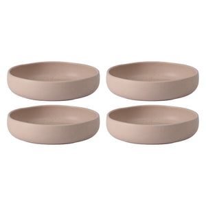 Corsica Clay - 4-Piece Pasta Bowl Set - Reactive Glaze Stoneware, Prosecco Blush Pink