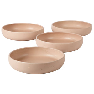 Corsica Clay - 4-Piece Pasta Bowl Set - Reactive Glaze Stoneware, Prosecco Blush Pink
