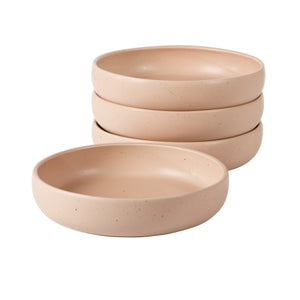 Corsica Clay - 4-Piece Pasta Bowl Set - Reactive Glaze Stoneware, Prosecco Blush Pink