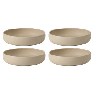 Corsica Clay - 4-Piece Pasta Bowl Set - Reactive Glaze Stoneware - Cappucino Cream