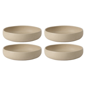 Corsica Clay - 4-Piece Pasta Bowl Set - Reactive Glaze Stoneware, Cappuccino Cream
