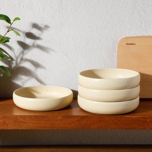 Corsica Clay - 4-Piece Pasta Bowl Set - Reactive Glaze Stoneware, Cappuccino Cream