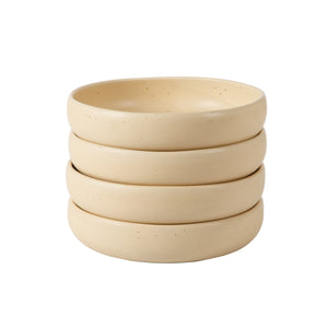 Corsica Clay - 4-Piece Pasta Bowl Set - Reactive Glaze Stoneware, Cappuccino Cream