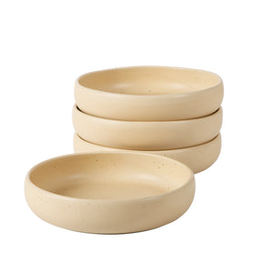 Corsica Clay - 4-Piece Pasta Bowl Set - Reactive Glaze Stoneware, Cappuccino Cream