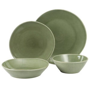 Montecito Breeze - 16-Piece Dinnerware Set for 4 - Reactive Glaze Stoneware - Cyprus Sage Green