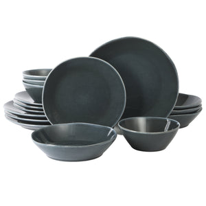 Montecito Breeze - 16-Piece Dinnerware Set for 4 - Reactive Glaze Stoneware, Laguna Dawn