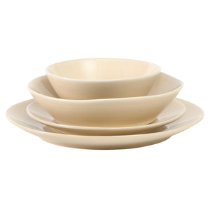Montecito Breeze - 16-Piece Dinnerware Set for 4 - Reactive Glaze Stoneware, Marble Dawn Cream