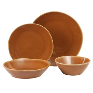 Montecito Breeze - 16-Piece Dinnerware Set for 4 - Reactive Glaze Stoneware, Terracotta Canyon