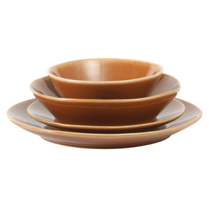 Montecito Breeze - 16-Piece Dinnerware Set for 4 - Reactive Glaze Stoneware, Terracotta Canyon
