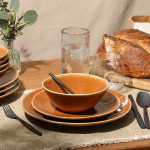 Montecito Breeze - 16-Piece Dinnerware Set for 4 - Reactive Glaze Stoneware, Terracotta Canyon
