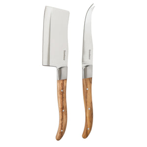 Bloomhouse 2-Piece German Steel Cheese Knife Set with Olive Wood Handles – Artisan Soft & Hard Cheese Knives for Charcuterie, Grazing Boards & Entertaining