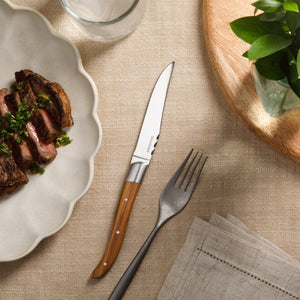 4-Piece Steak Knife Set - German Steel with Olive Wood Handles