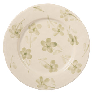 12-Piece Dinnerware Set for 4 - Hand-Painted Portuguese Stoneware - Porto Petals - Green Orchid