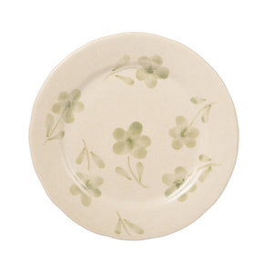 12-Piece Dinnerware Set for 4 - Hand-Painted Portuguese Stoneware - Porto Petals - Green Orchid