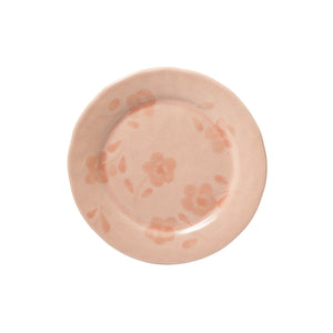 Porto Petals - 4-Piece 8.6 Inch Salad Plate Set - Hand-Painted Portuguese Stoneware - Blush Pink