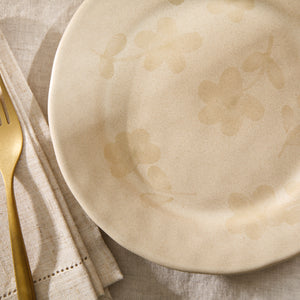 Porto Petals - 4-Piece 8.6 Inch Salad Plate Set - Hand-Painted Portuguese Stoneware - Lily Cream