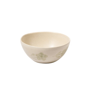Porto Petals - 4-Piece 6.4 Inch Cereal Bowl Set - Hand-Painted Portuguese Stoneware, Green Orchid