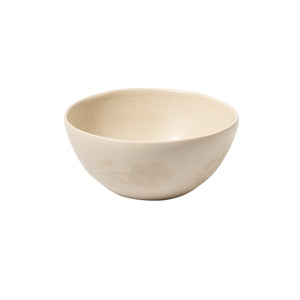 Porto Petals - 4-Piece 6.4 Inch Cereal Bowl Set - Hand-Painted Portuguese Stoneware, Lily Cream